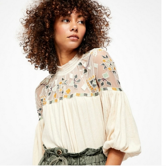 Free People Tops - Free People Monday Morning Embroidered Boho Blouse